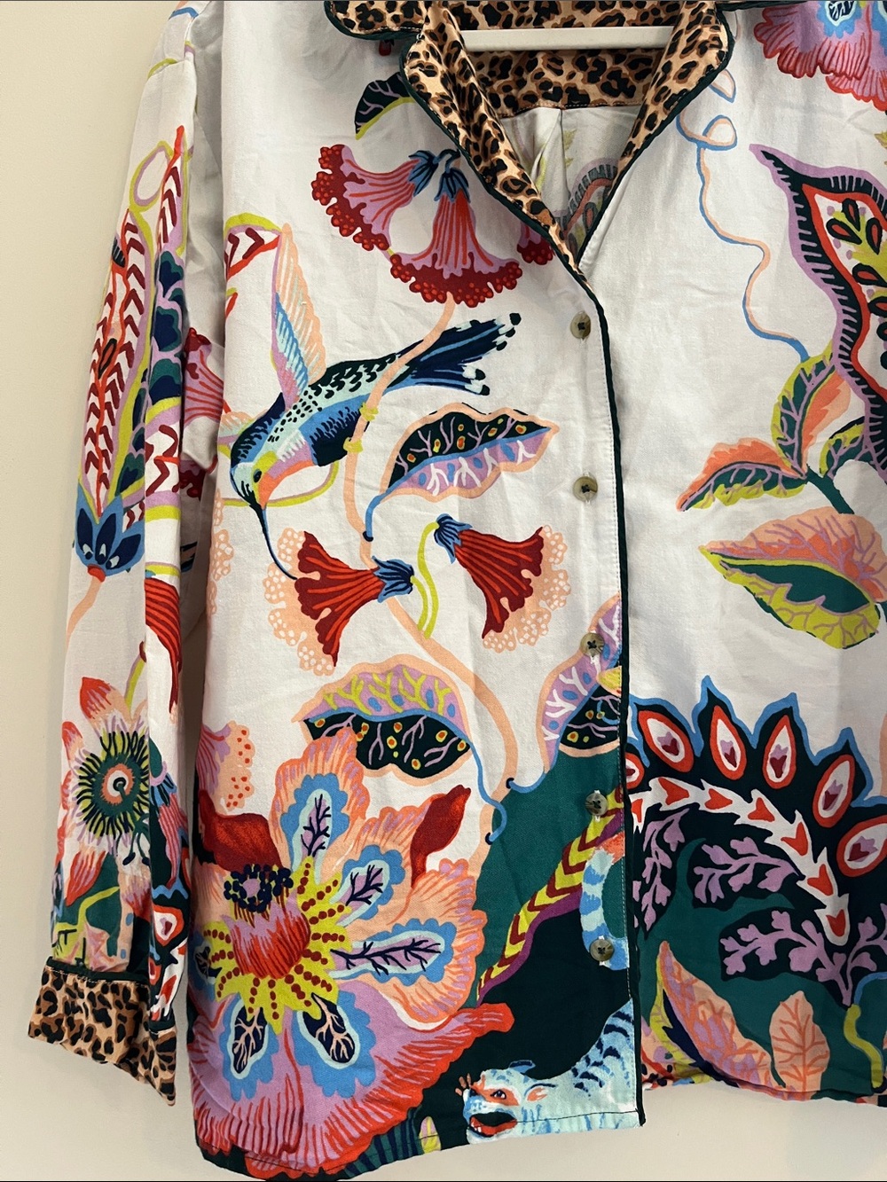 Sarah Gordon Anthropologie Floral Flannel Buttondown Pajama Top S Funky colorful - Picture 4 of 5